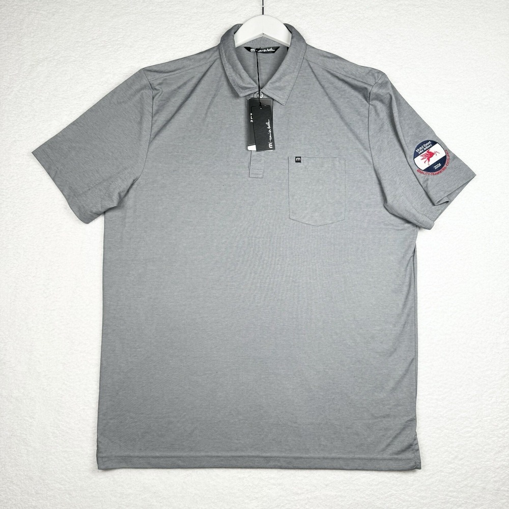 New - Travis Mathew Men's XL Gray Golf Polo Shirt  - 2024 Mobil Event